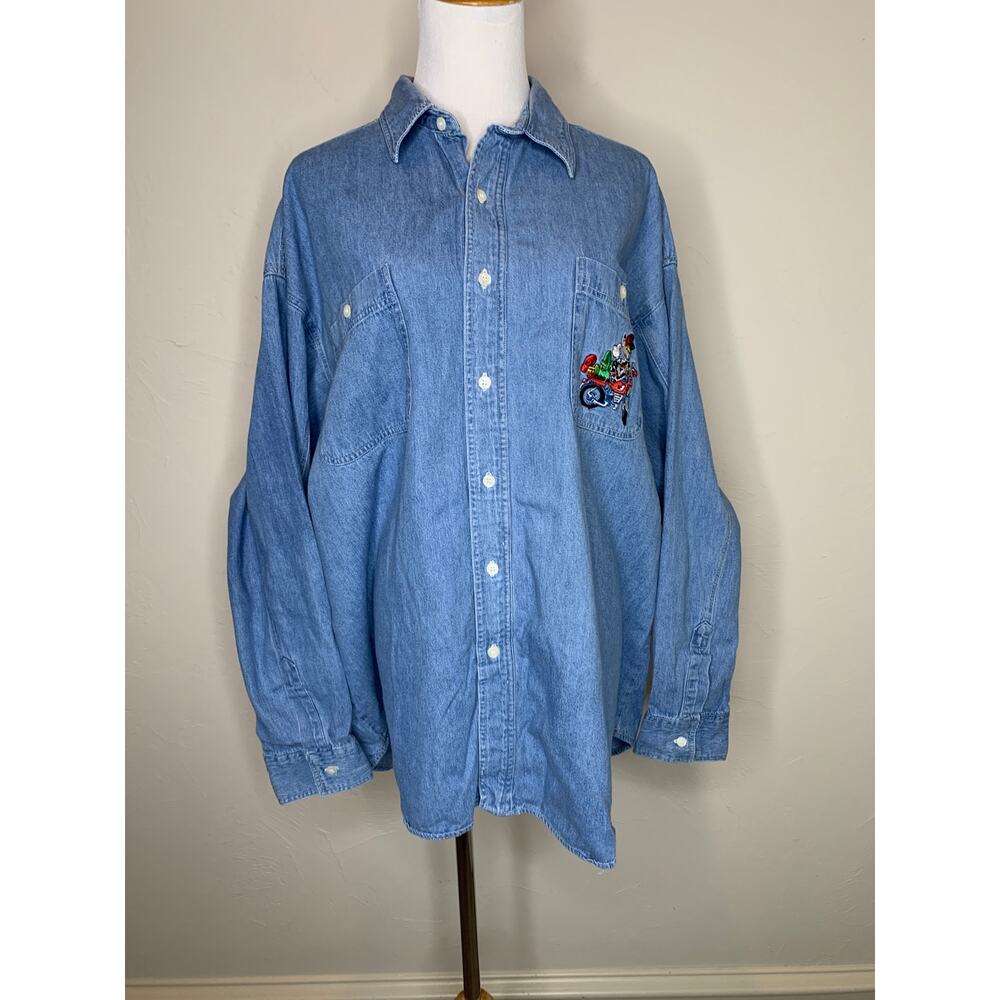 Vintage Beetle Bailey Chambray Button Up Shirt Sz XL Cotton